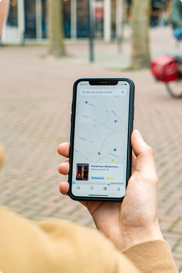 Smart phone showing map